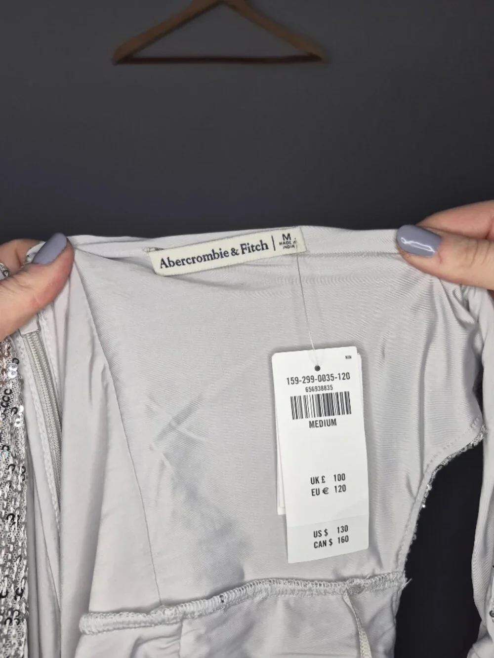 NWT Abercrombie And Fitch Women's Silver Sequins Sparkely Dress Size: Medium